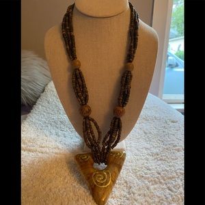 ⚫️ 2/$20 Boho wood beaded statement necklace